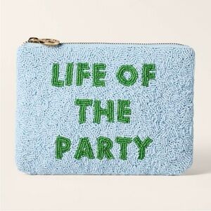 Kate Spade Life of the Party blue beaded clutch